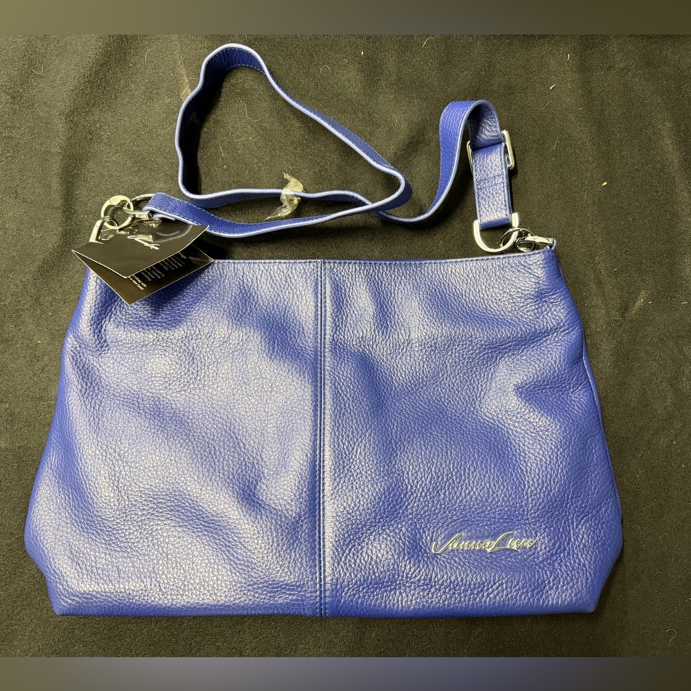Vanna Luu Blue Pebbled Leather Crossbody Bag | NWT